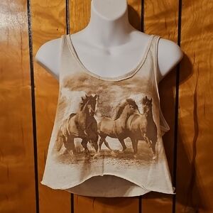 Women's Beige Horse Print Tank Top